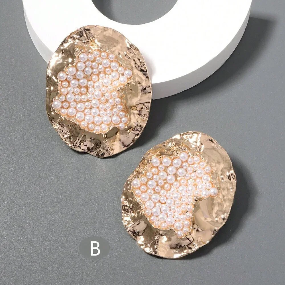 Multicolor Women's Random Color Rhinestone Decor Textured Stud Earring