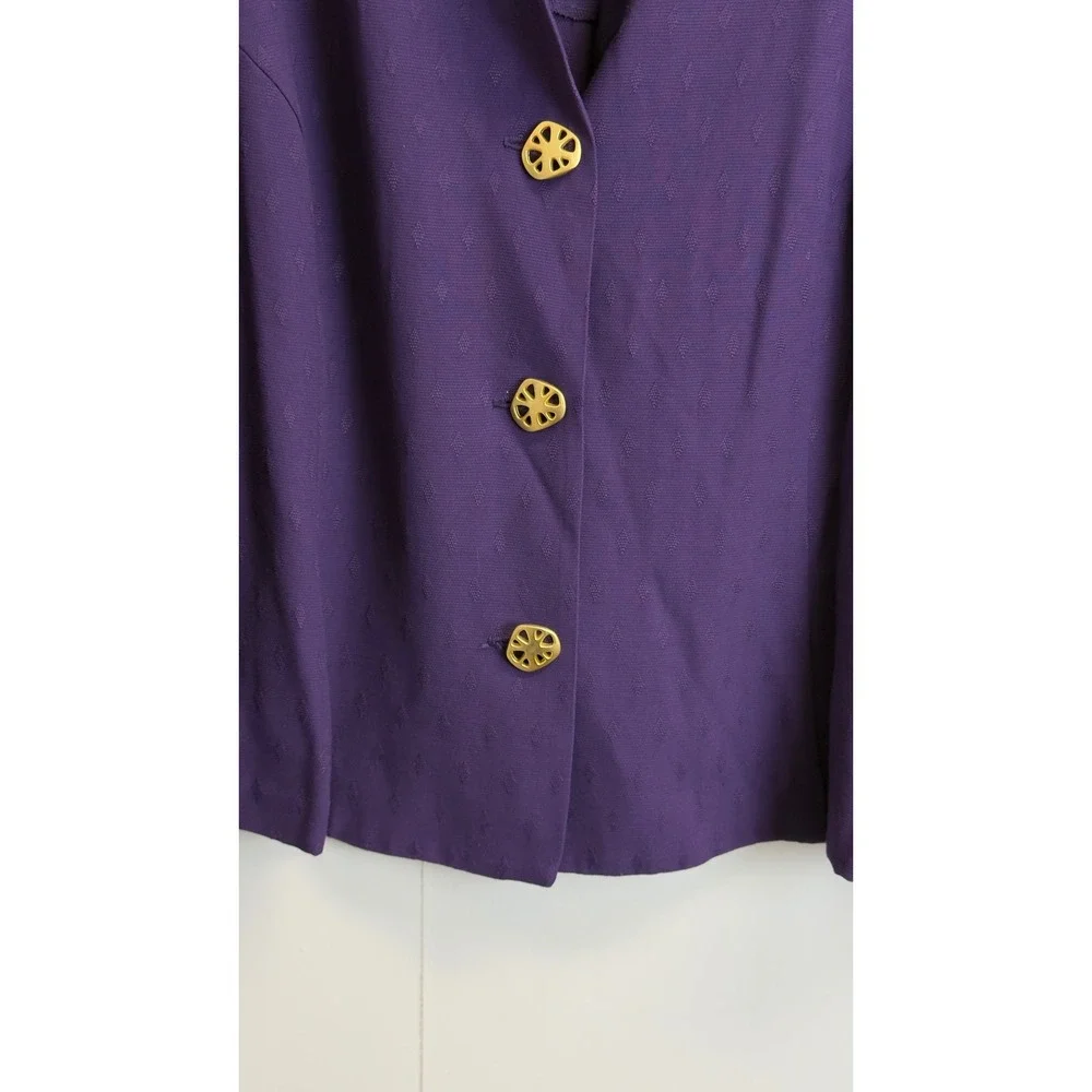 Michael‎ Blake Vintage Purple Pant Suit Set 20WP Textured Gold Buttons USA Made