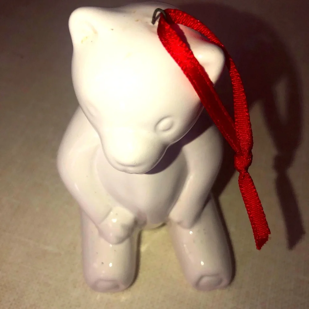 Teddy Bear Ceramic Christmas Tree Ornament‎ White