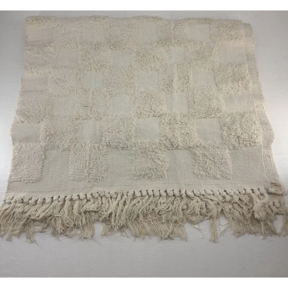 NWOT Boho Tassel Rug Large‎ Cream 95 In x 32 In Area Rug Bathroom Bedroom Entry