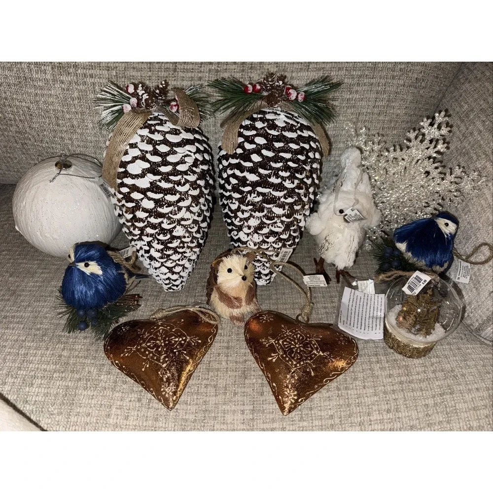 Lot Of 11 Cracker Barrel Christmas Ornaments NWT Woodsy‎ Animals Birds