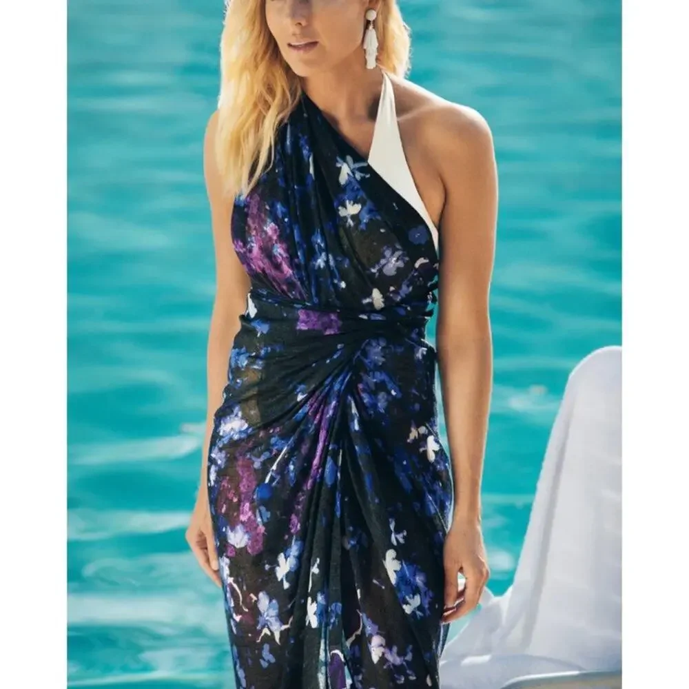Peter Som Dream Floral Sarong Meteorite Purple One Size NWT $195 MSRP