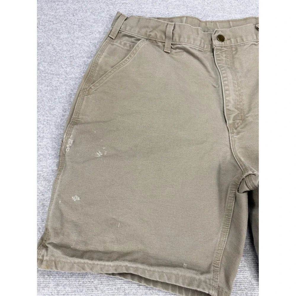 Carhartt‎ B28 DES Mens 36 Canvas Carpenter Shorts Desert Tan Distressed Workwear