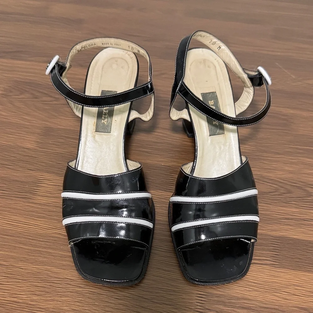 Vintage Bally Black and‎ White Strappy Heels
