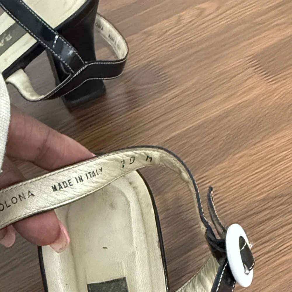 Vintage Bally Black and‎ White Strappy Heels