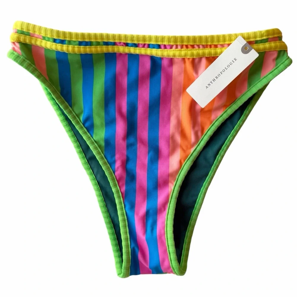 Anthro Maaji Reversible Striped Mule Elite High Rise Classic Bikini Bottom NWT S