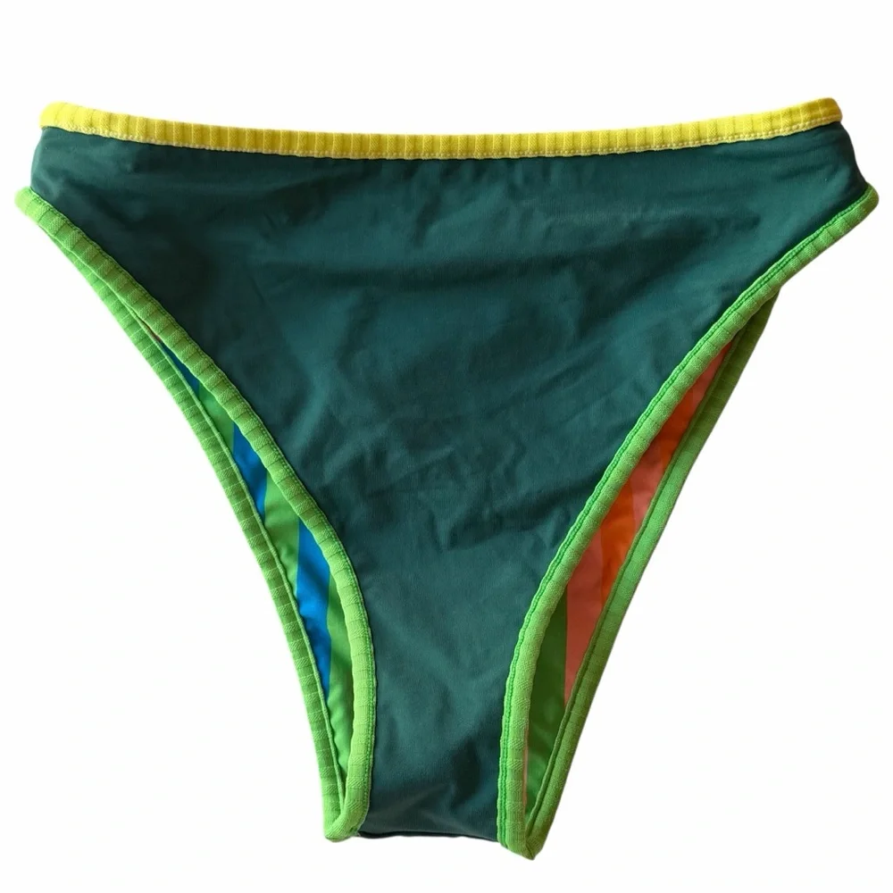 Anthro Maaji Reversible Striped Mule Elite High Rise Classic Bikini Bottom NWT S