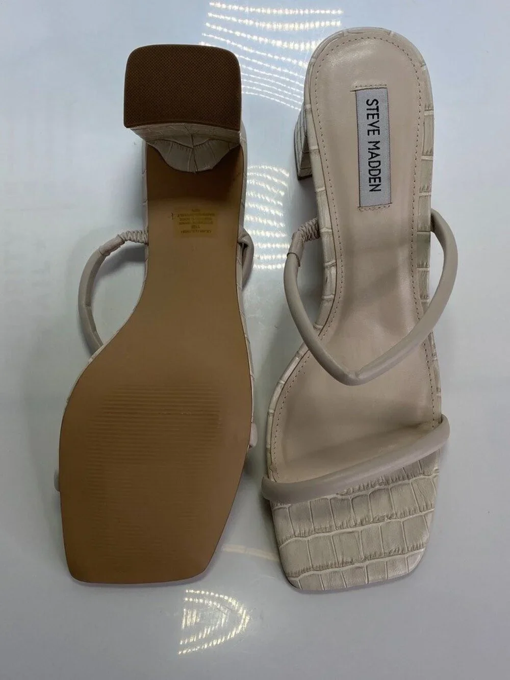 Steve Madden Women's Lilah Double Band White Croc Sandals Sz 10