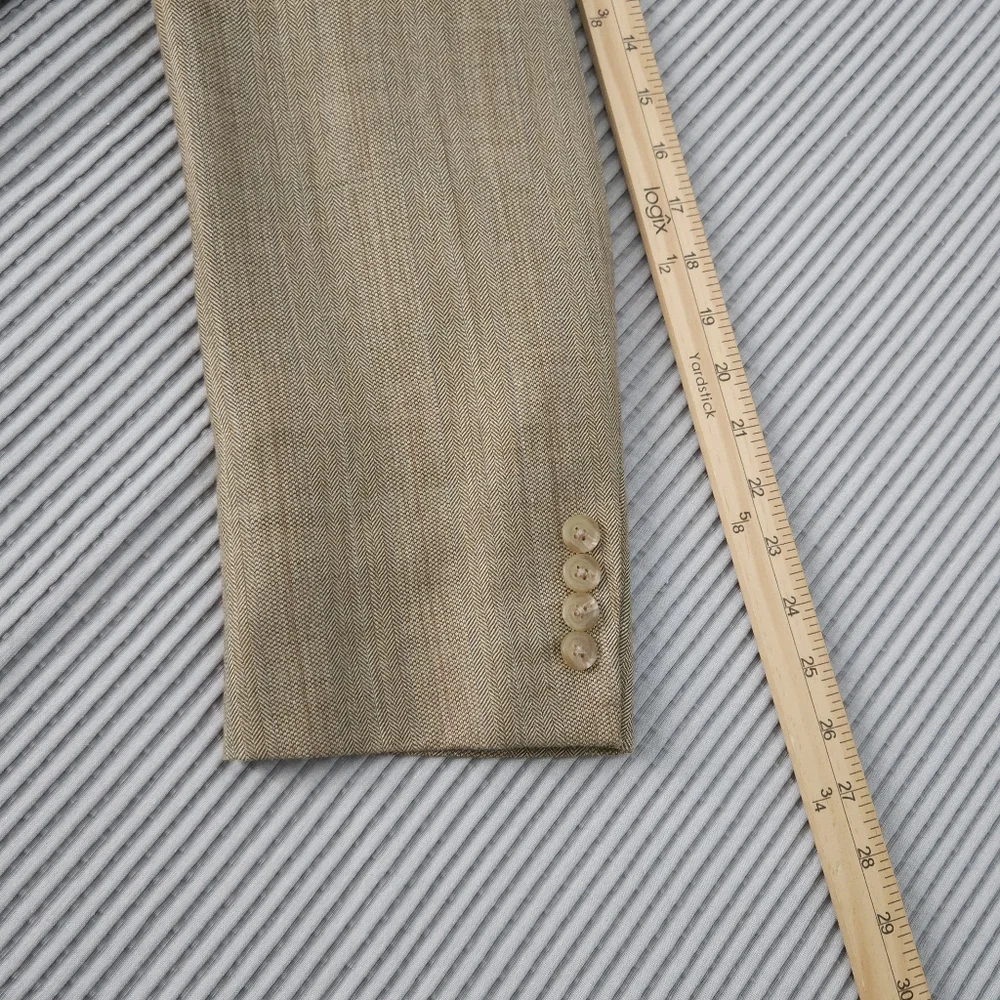 Lauren Ralph Lauren Silk Wool Blazer 44R Camel Tan Herringbone Old Money‎