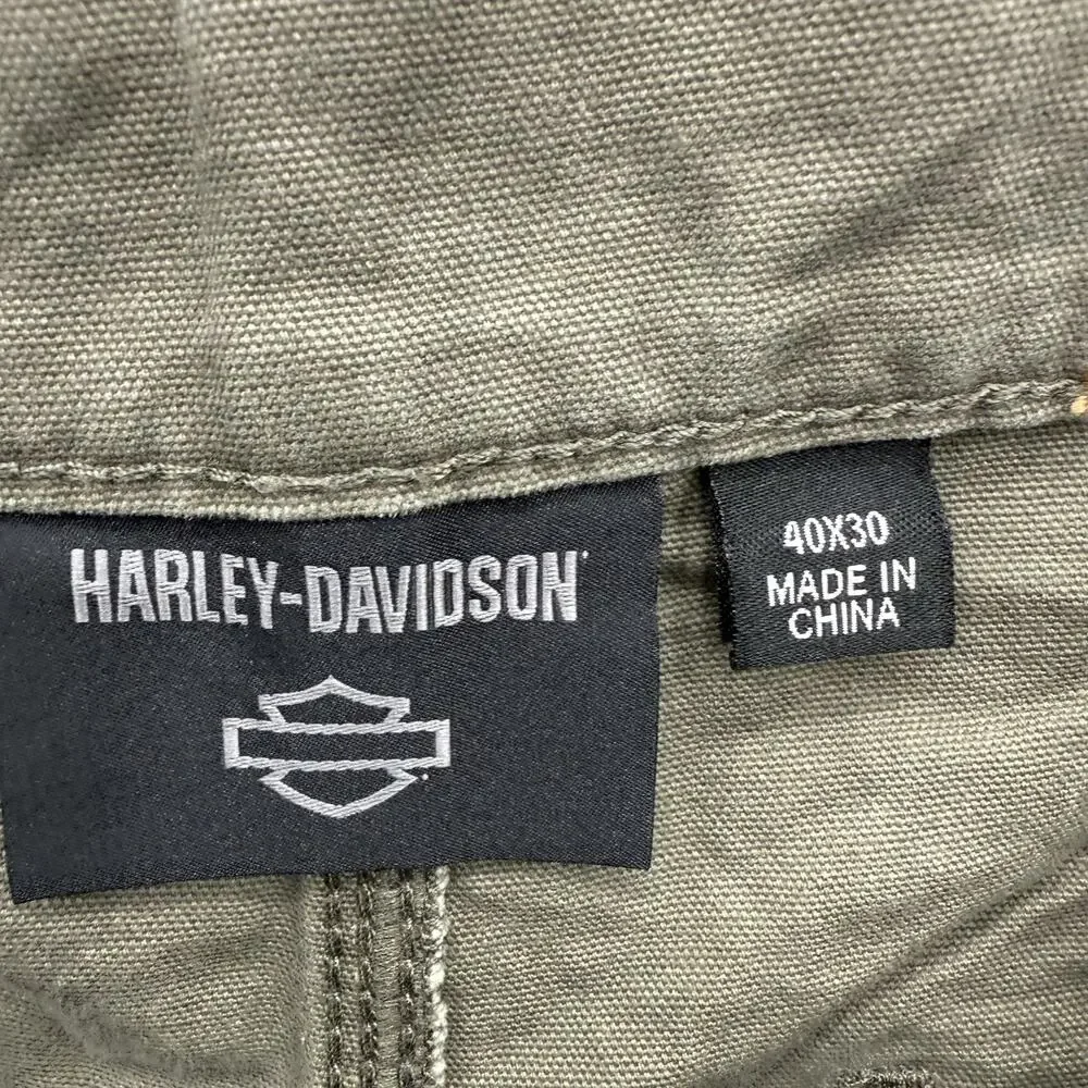 Harley-Davidson Pants Mens‎ 40x30 Green Canvas Utility Carpenter Workwear Casual