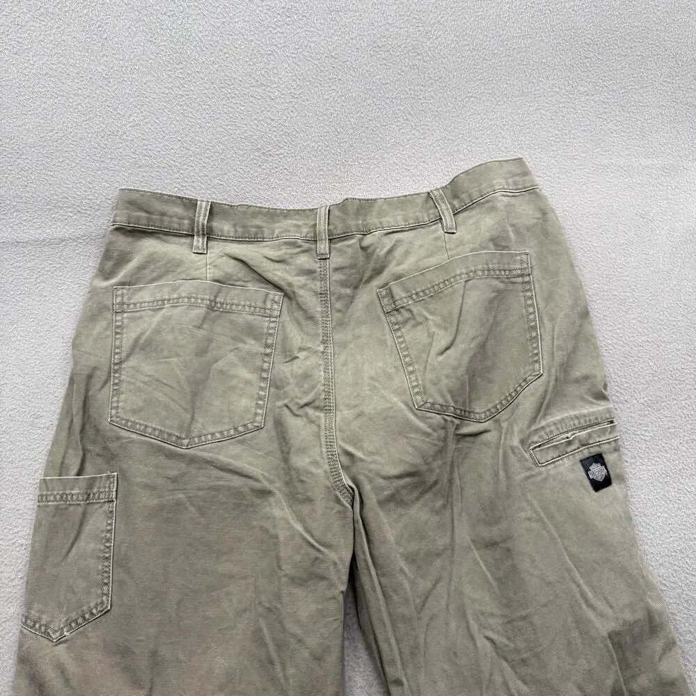 Harley-Davidson Pants Mens‎ 40x30 Green Canvas Utility Carpenter Workwear Casual