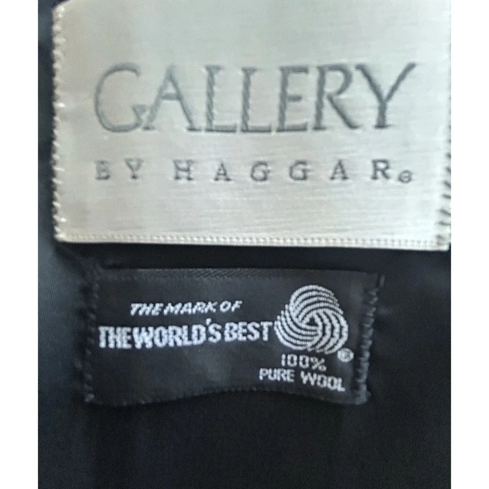 Men's Wool Sport Coat 44L Gray Herringbone 2 Button Gallery Haggar Office