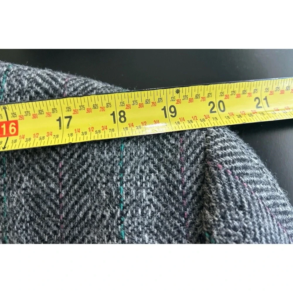 Men's Wool Sport Coat 44L Gray Herringbone 2 Button Gallery Haggar Office
