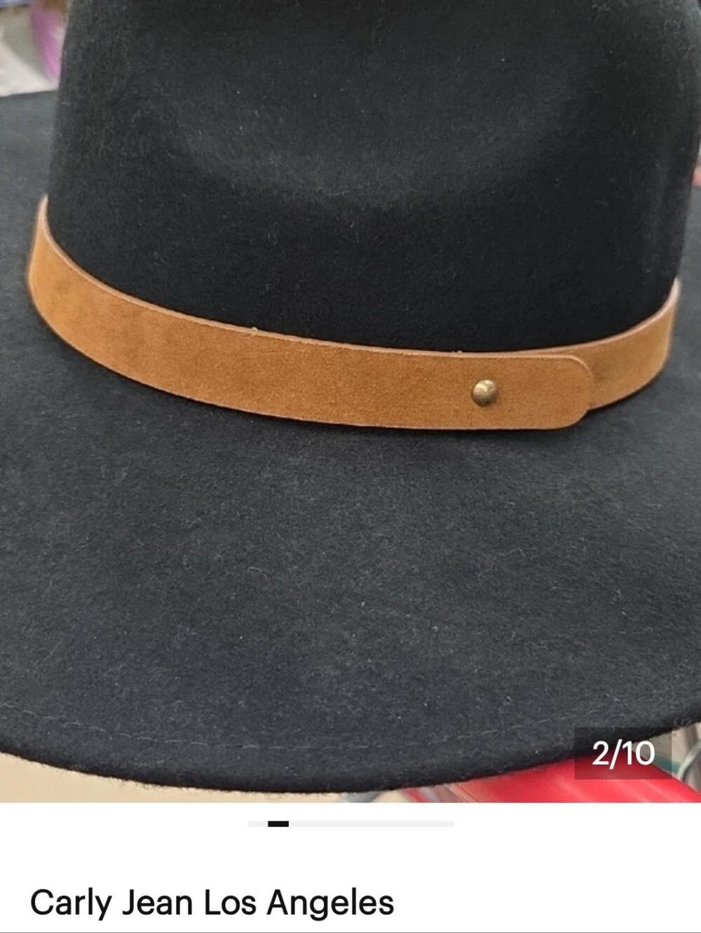 Black Carly Jean Los Angeles Benton Wool hat Size Medium Leather New With Tags