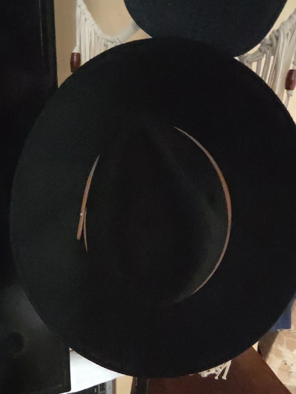 Black Carly Jean Los Angeles Benton Wool hat Size Medium Leather New With Tags