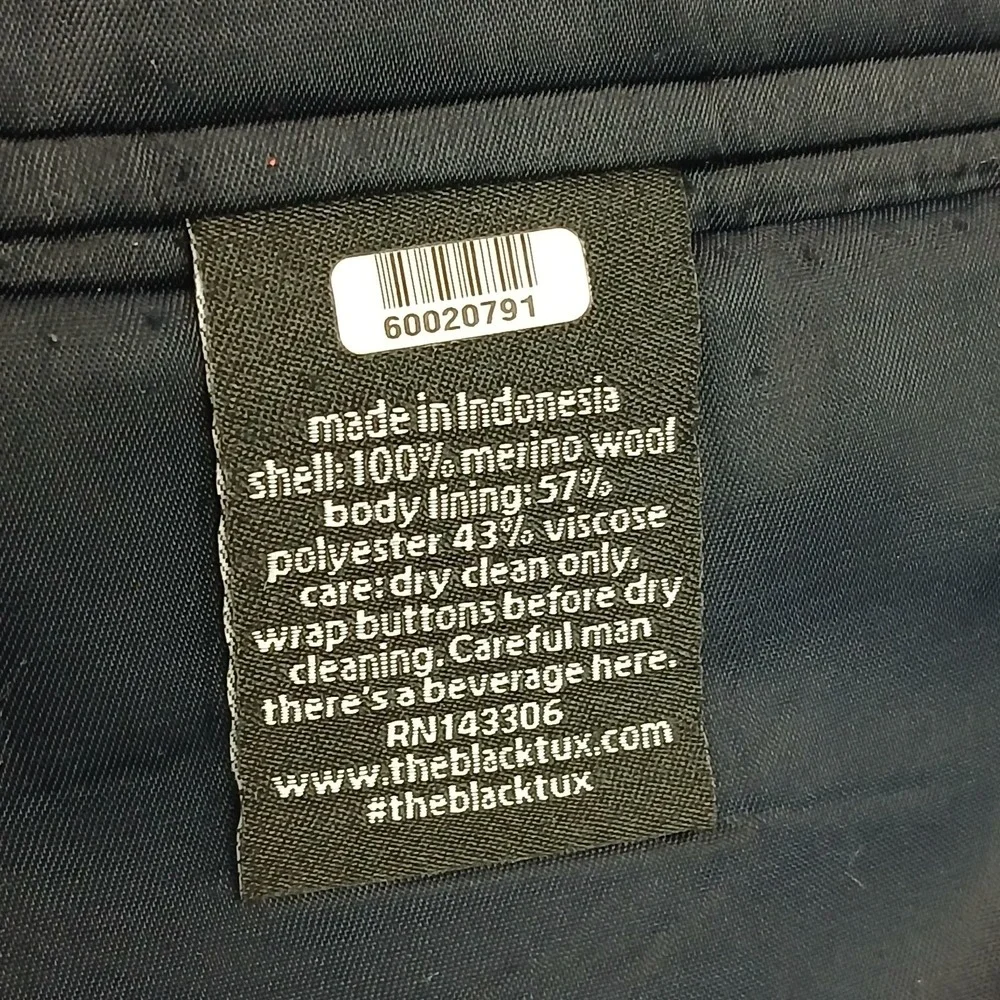 The Blk Tux Tollegno 44R Mens Blazer Sport Coat Merino Modern 21x30 **Fits 42R *
