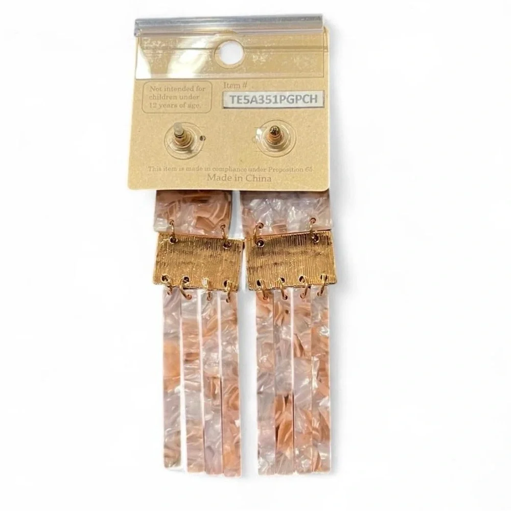 Serena Gold and Coral Dangle Earrings Detail Designed in the USA