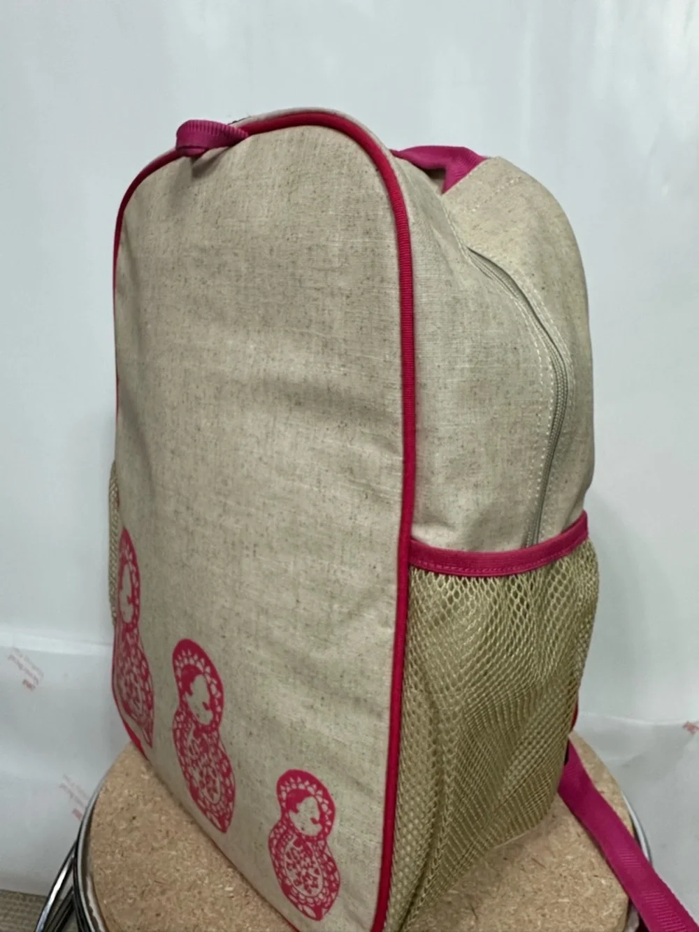 So Young Neutral backpack w printed matryoshka Dolls Pink GRADE SCHOOL BACKPACK