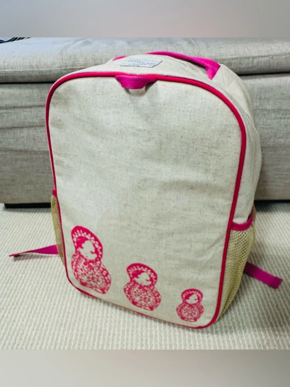 So Young Neutral backpack w printed matryoshka Dolls Pink GRADE SCHOOL BACKPACK