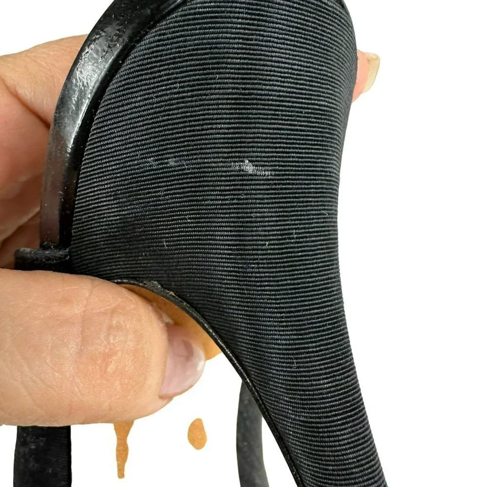 Fendi Designer Shoes Black Satin Open Toes Sandals 38.5 /‎ 7.5