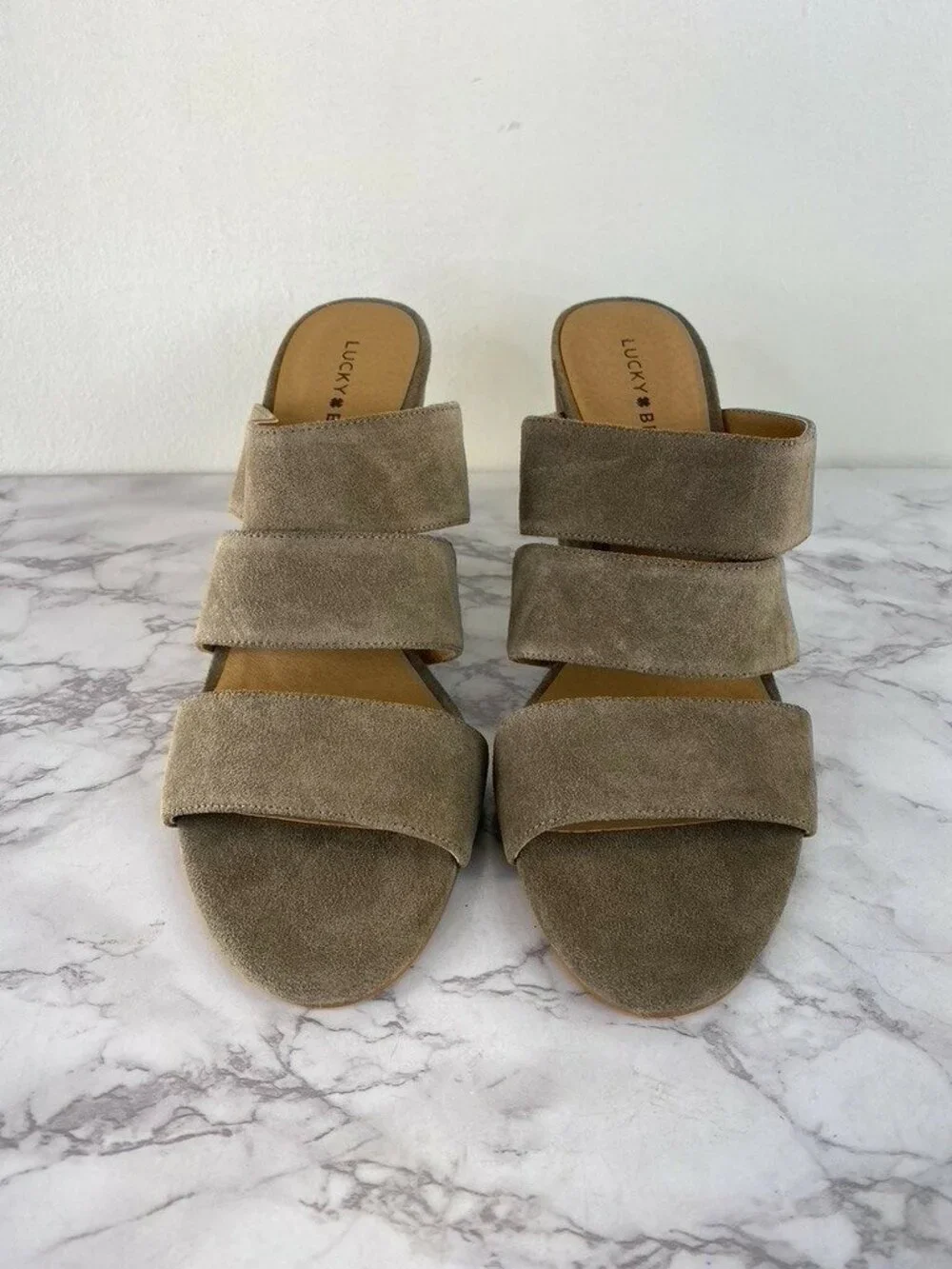 Lucky Brand Women's Minna Brindle  Suede Chunky Heel Mule Sandals - Size 11 M