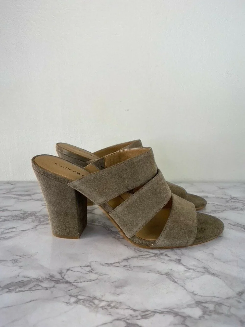 Lucky Brand Women's Minna Brindle  Suede Chunky Heel Mule Sandals - Size 11 M