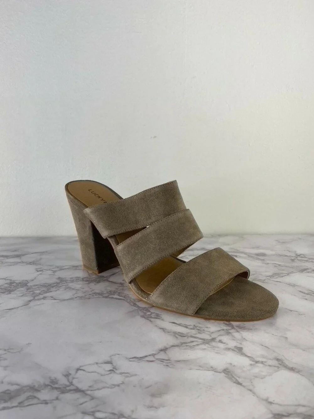 Lucky Brand Women's Minna Brindle  Suede Chunky Heel Mule Sandals - Size 11 M