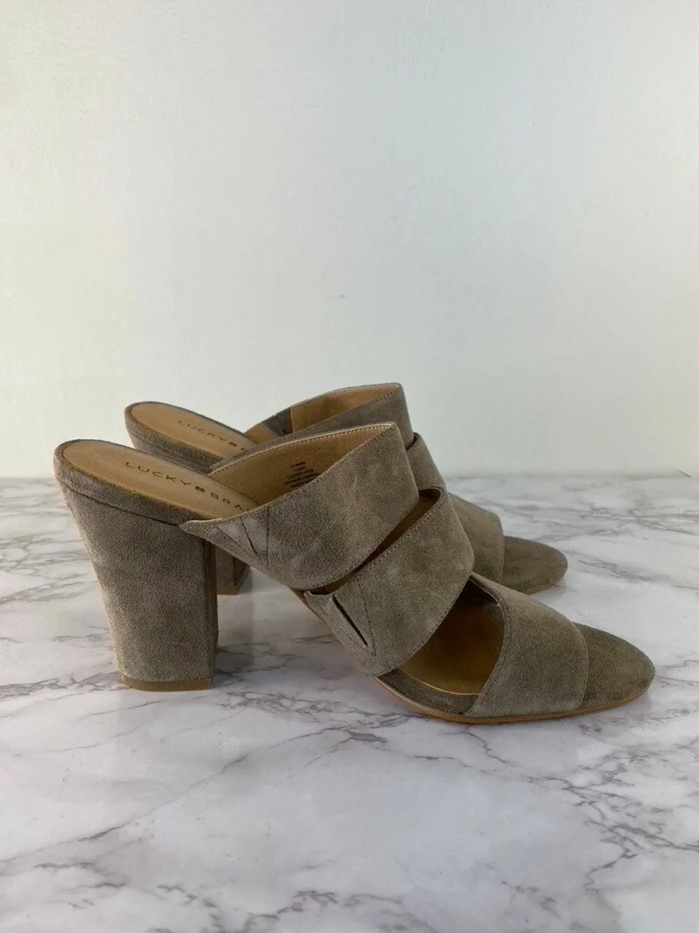 Lucky Brand Women's Minna Brindle  Suede Chunky Heel Mule Sandals - Size 11 M