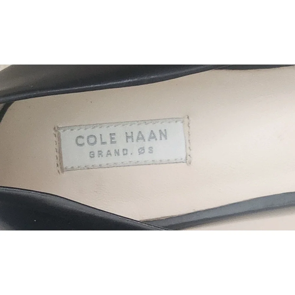 Cole Haan Women's Grand.OS Vesta Black Leather Kitten Heels Pumps Size 8.5 B