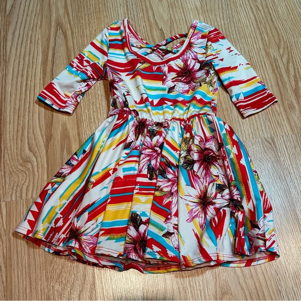 Dot Dot‎ Smile tropical floral dress 2T