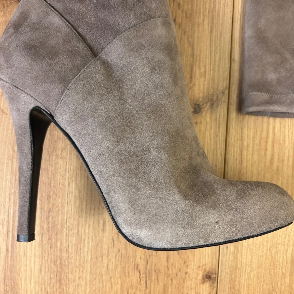 KAREN MILLEN Over-the-Knee Suede‎ Boots Taupe Women Size 36 Stiletto Pointed Toe