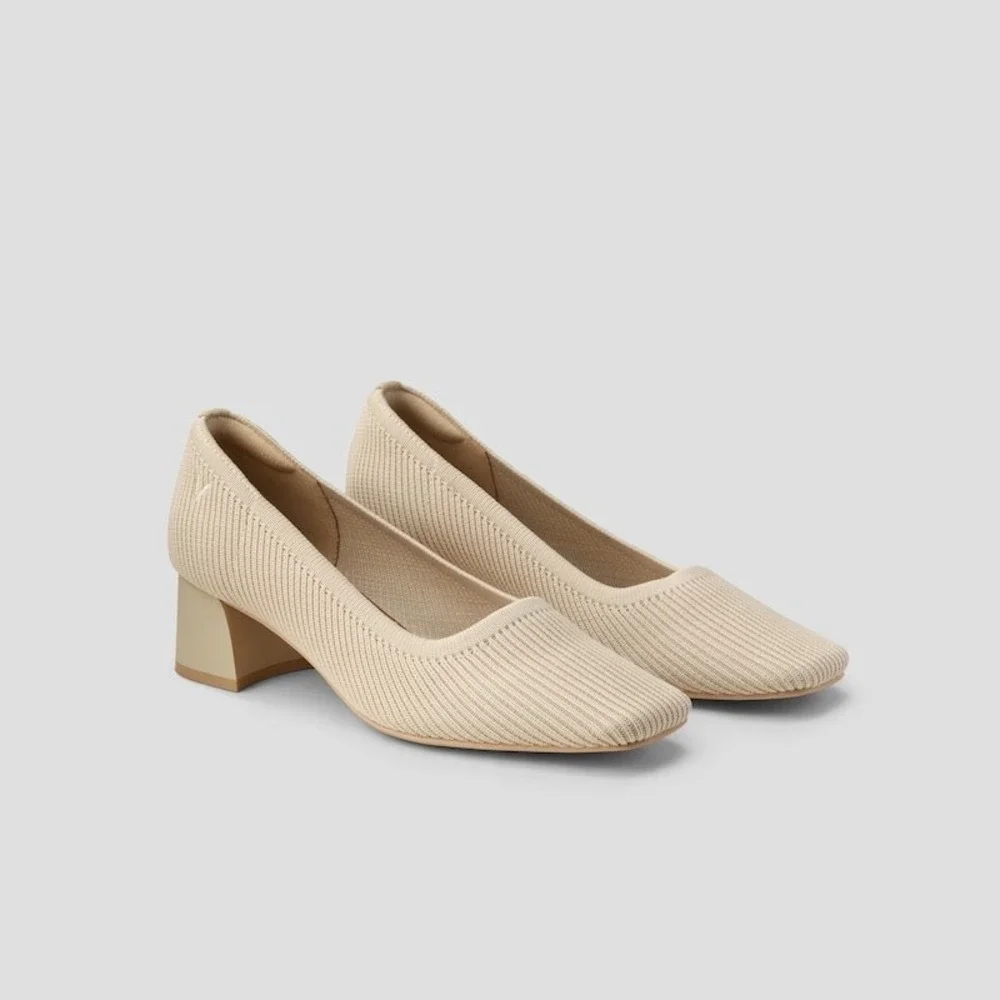 VIVAIA Knit Pumps Block Heel‎ Comfortable Classic Shoes size EU/35 US/5
