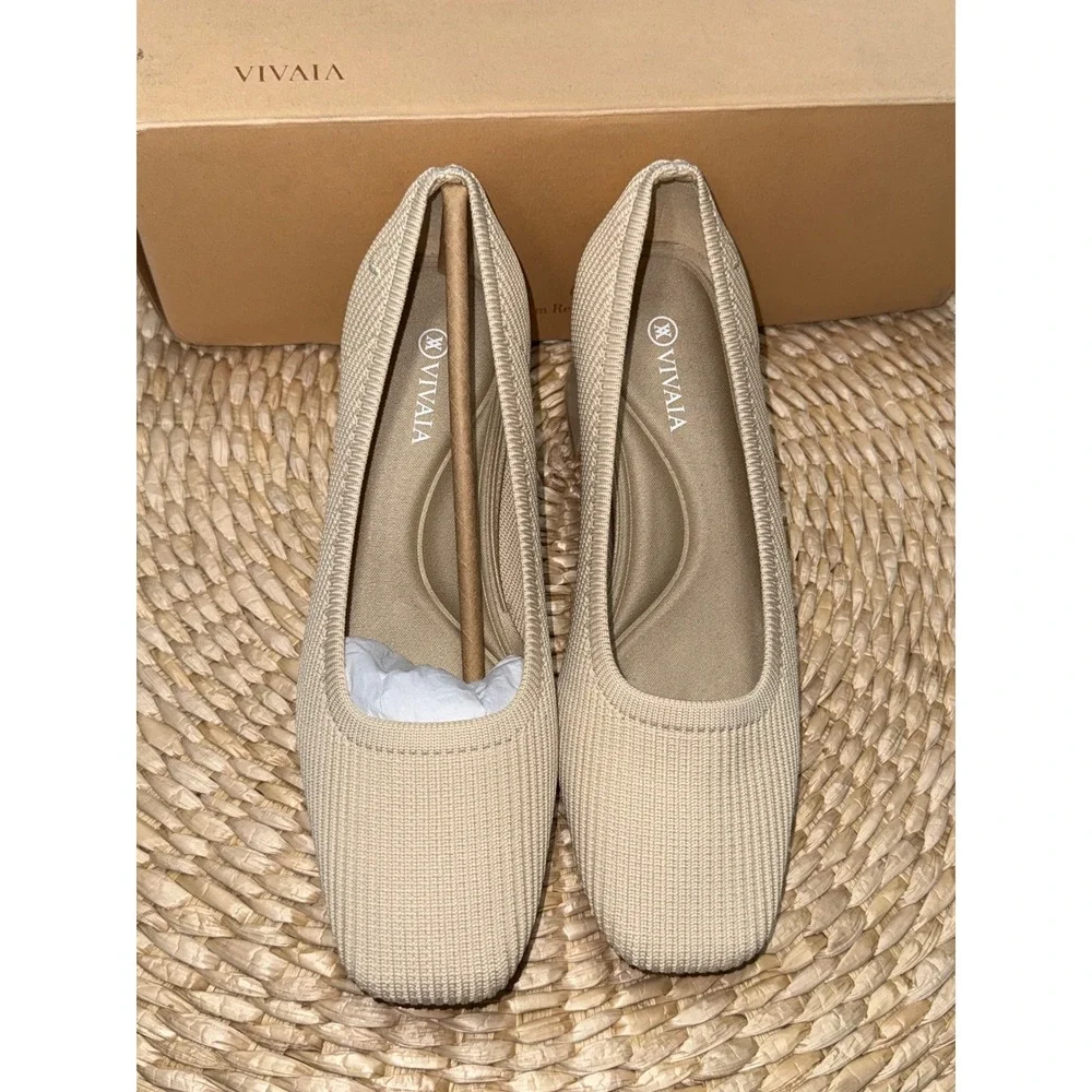 VIVAIA Knit Pumps Block Heel‎ Comfortable Classic Shoes size EU/35 US/5
