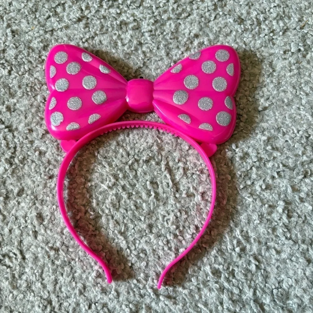 Disney Minnie Mouse Light Up Head Band Bow Pink Kids