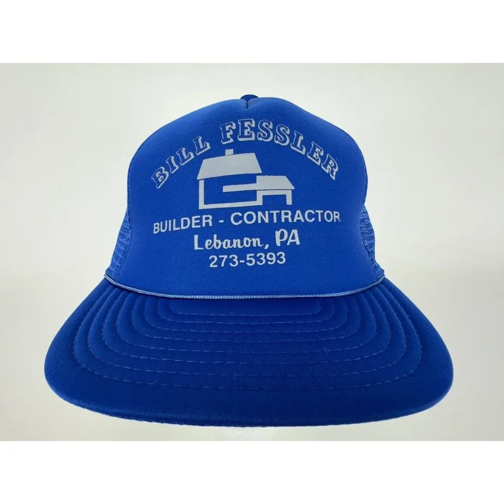 VTG  Blue Trucker Hat Snapback Cap Mesh Builder Contractor Lebanon Pa‎ Roper
