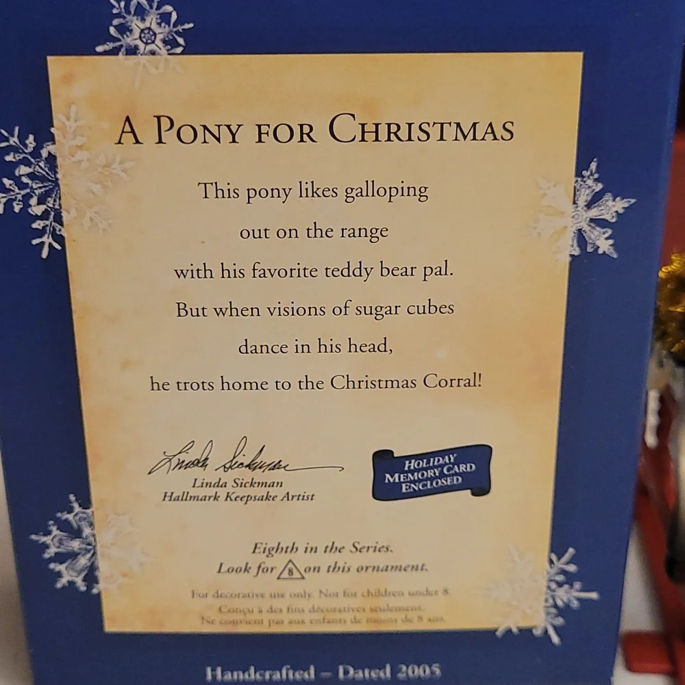 Hallmark Ornament A Pony For Christmas 2005 New In Box