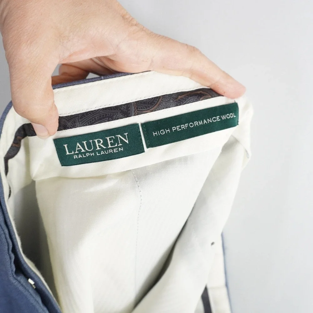 Lauren Ralph Lauren High Performance Wool Blue Dress‎ Pants Mens Trousers 38x32