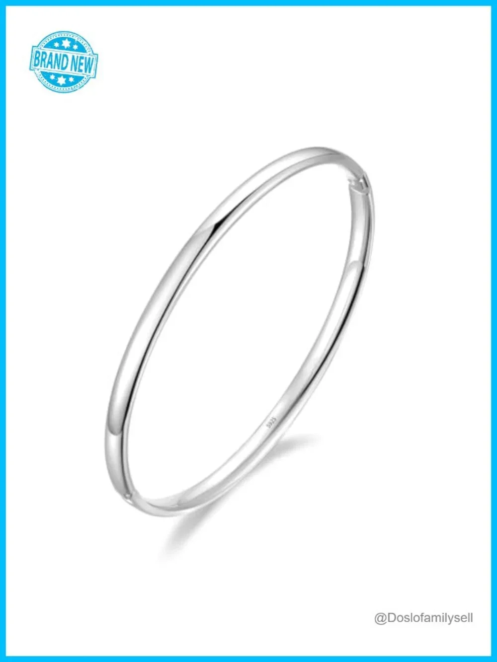 Sterling Silver Oval Bangle Bracelet Stackable Cuff Hypoallergenic