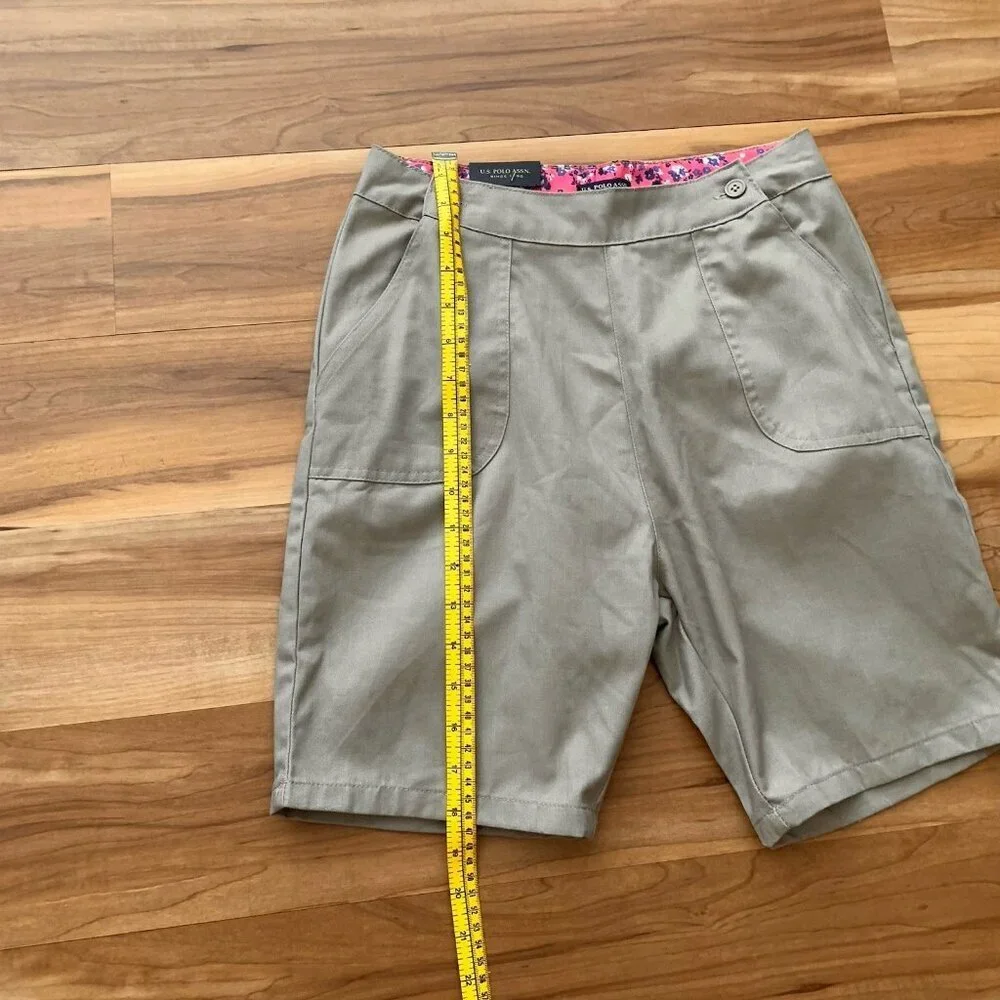 U.S Polo Assn Uniform Shorts Tan Khaki Girls Size 16 Adjustable Waist NWT