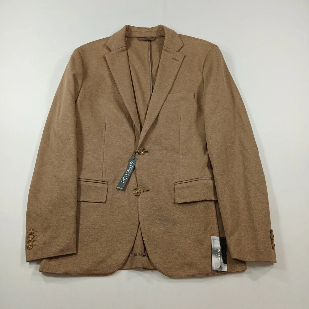 Alfani Heathered Knit Blazer Mens Small‎ Brown Modern-Fit Stretch Sport Coat NEW