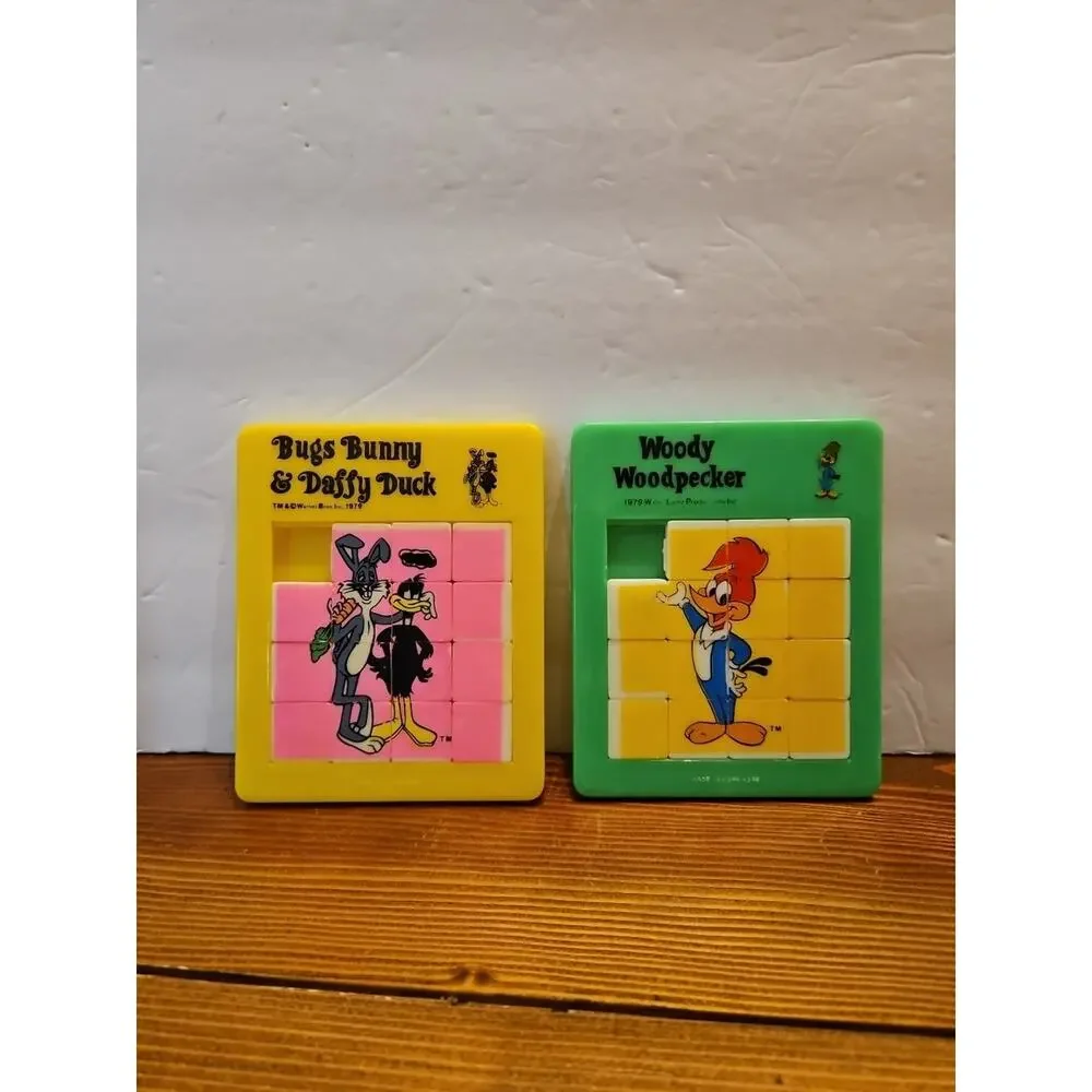 Vtg 1979‎ Bugs Bunny Daffy Duck + Woody Woody Woodpecker Sliding Puzzle Toys