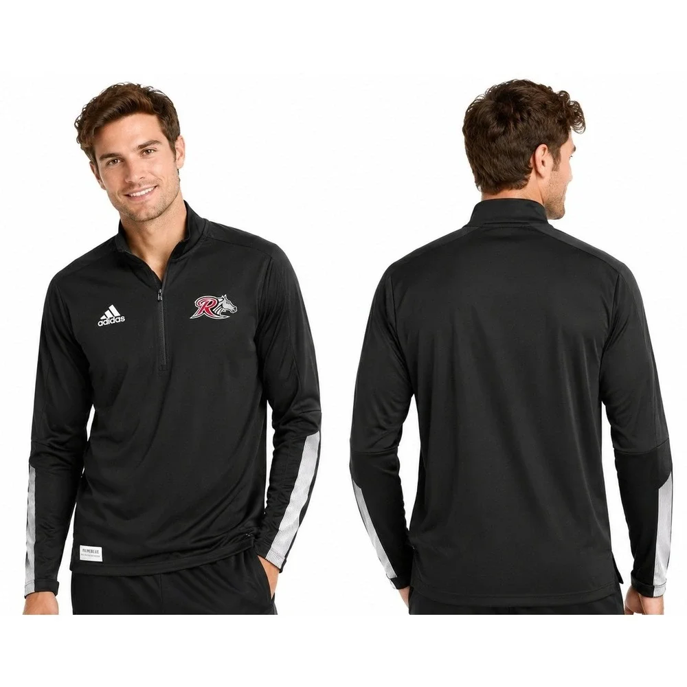 Adidas 1/4 Zip Knit Pullover Mens M Black Rutgers Primeblue Aeroready GM2576 New