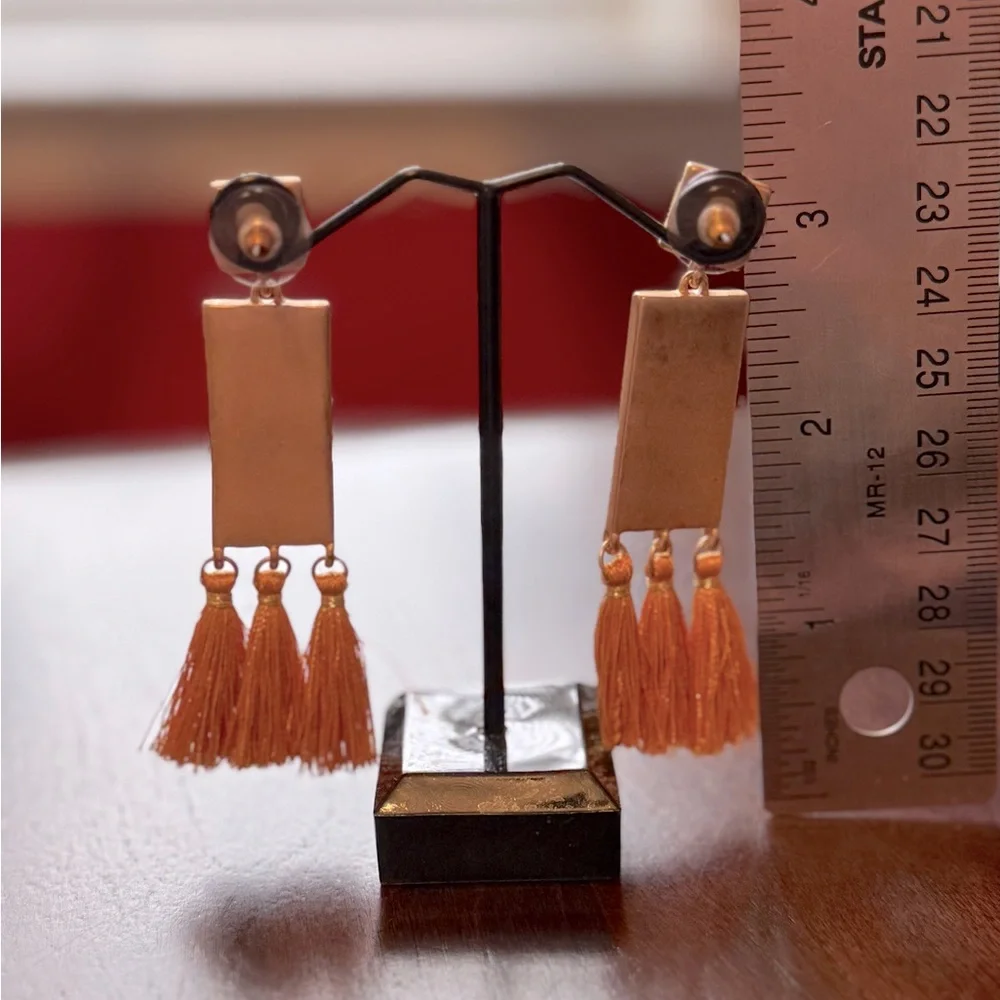 Leopard Print Tassel Earrings Great used condition gold tone