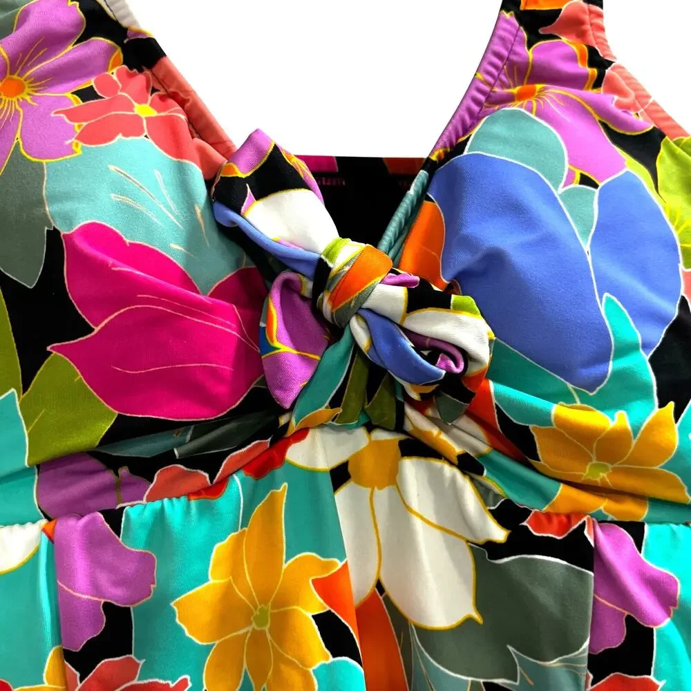 Swim Solutions NWT Tummy Control Swimdress Bathing Suit Floral Multicolor Sz 10