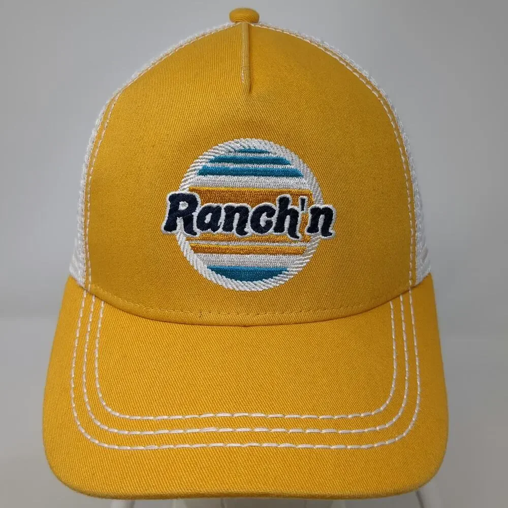 Cruel Denim Trucker Hat Yellow One Size Mesh Back Contrast Stitching Snapback