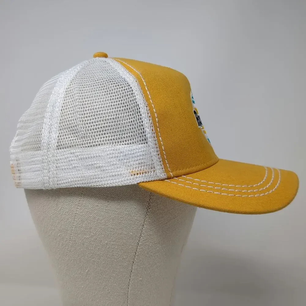 Cruel Denim Trucker Hat Yellow One Size Mesh Back Contrast Stitching Snapback