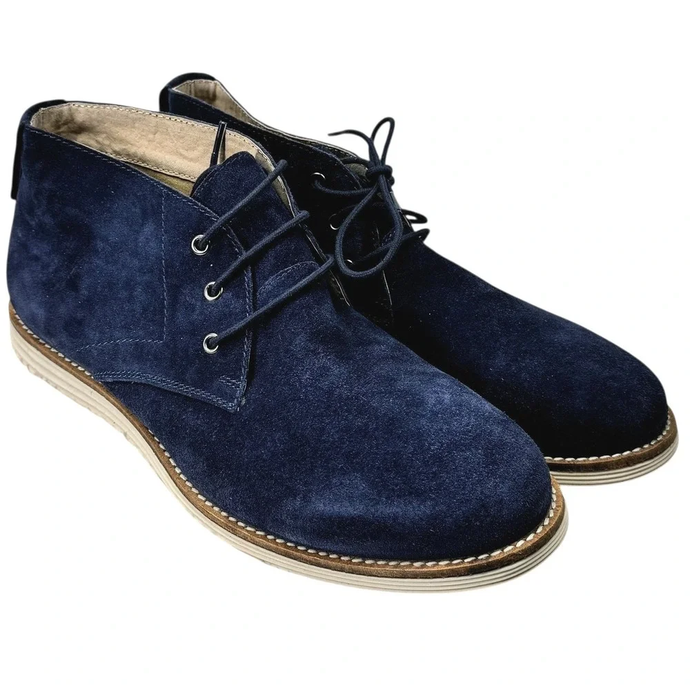 Windsor Smith Ankle Chukka Boots Size 9 Mens Bullflash Navy‎ Blue Suede Lace Up