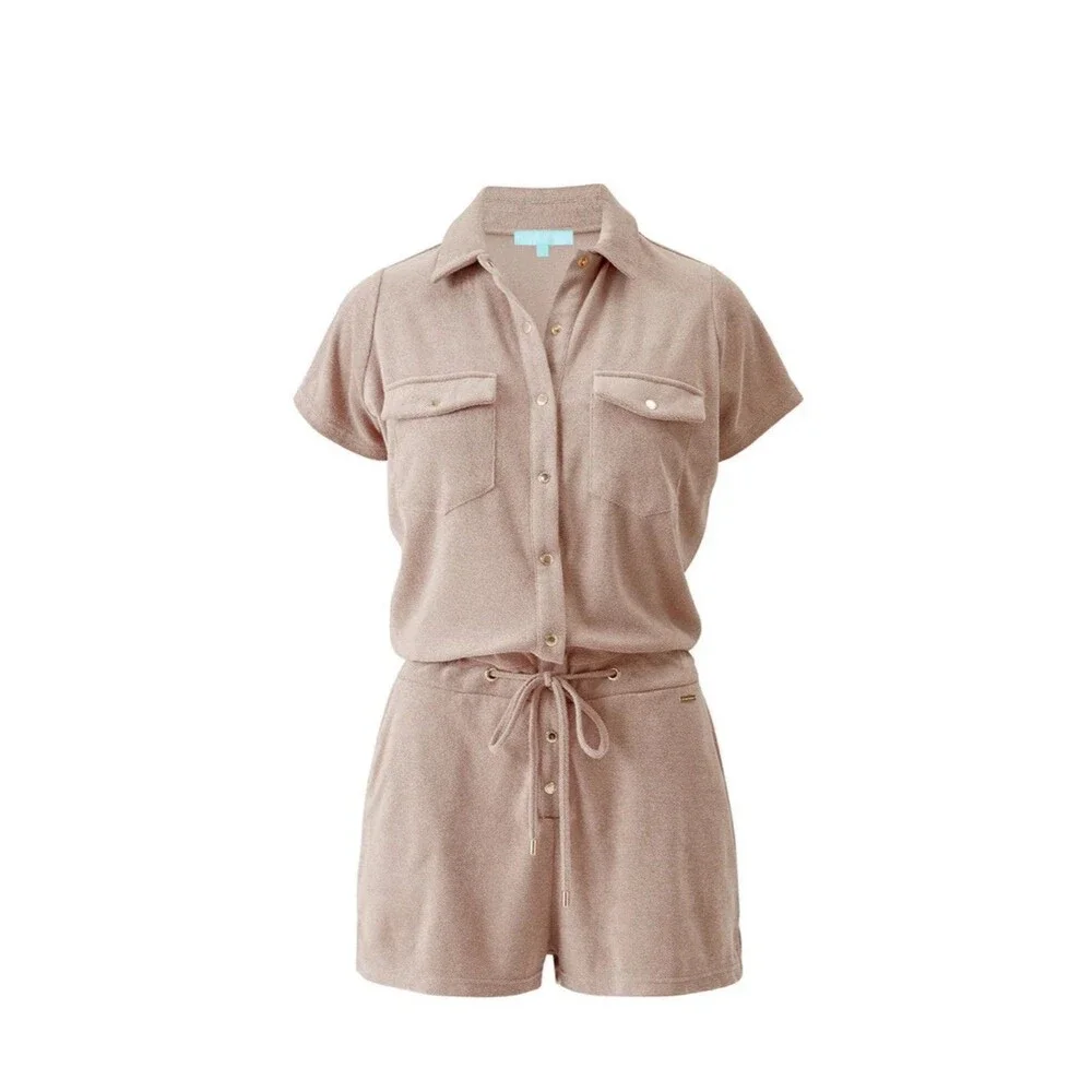 Melissa Odabash Beige Terry Romper Swim Coverup