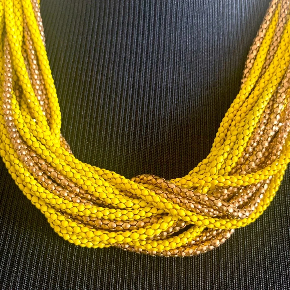 Yellow & Gold Seed Beaded Necklace