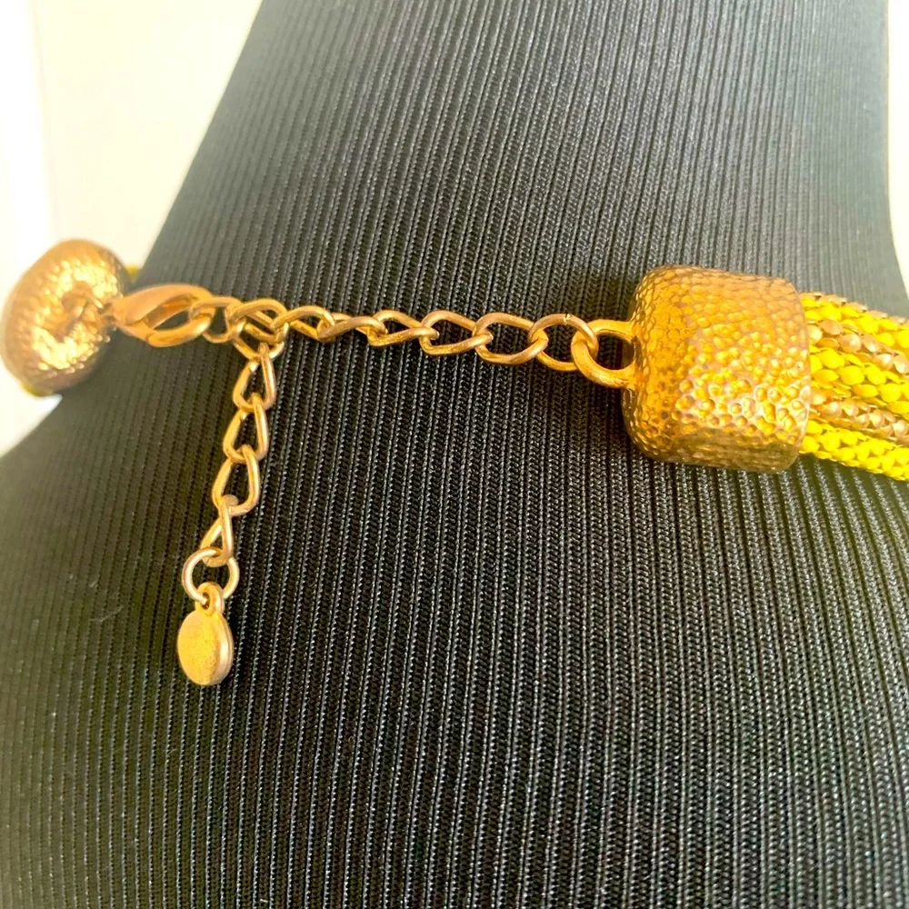 Yellow & Gold Seed Beaded Necklace